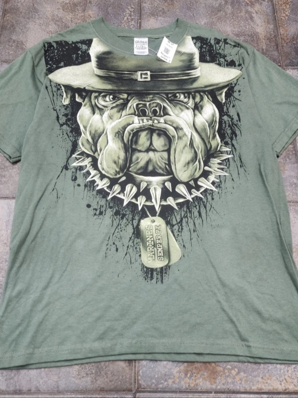 Vintage Y2K Gildan Men's Large Marines Corps Semper Fi Bulldog T Shirt NWT
